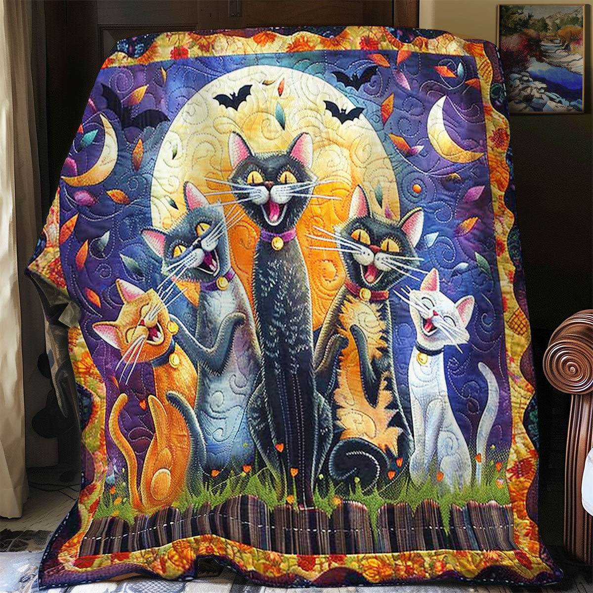 Halloween Cat Night SR2008021CL Quilt