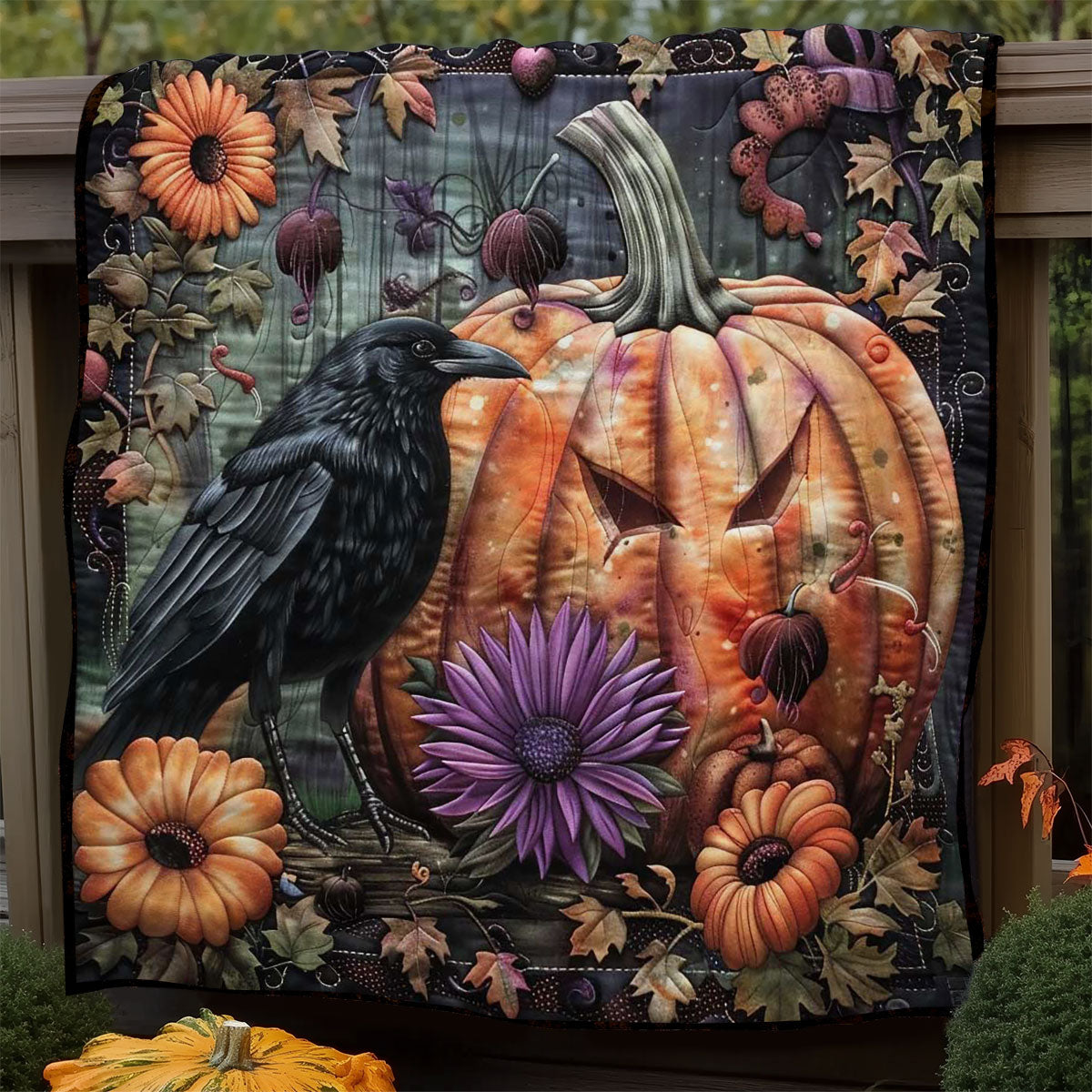 Halloween Pumpkin Crow WN1908072CL Quilt