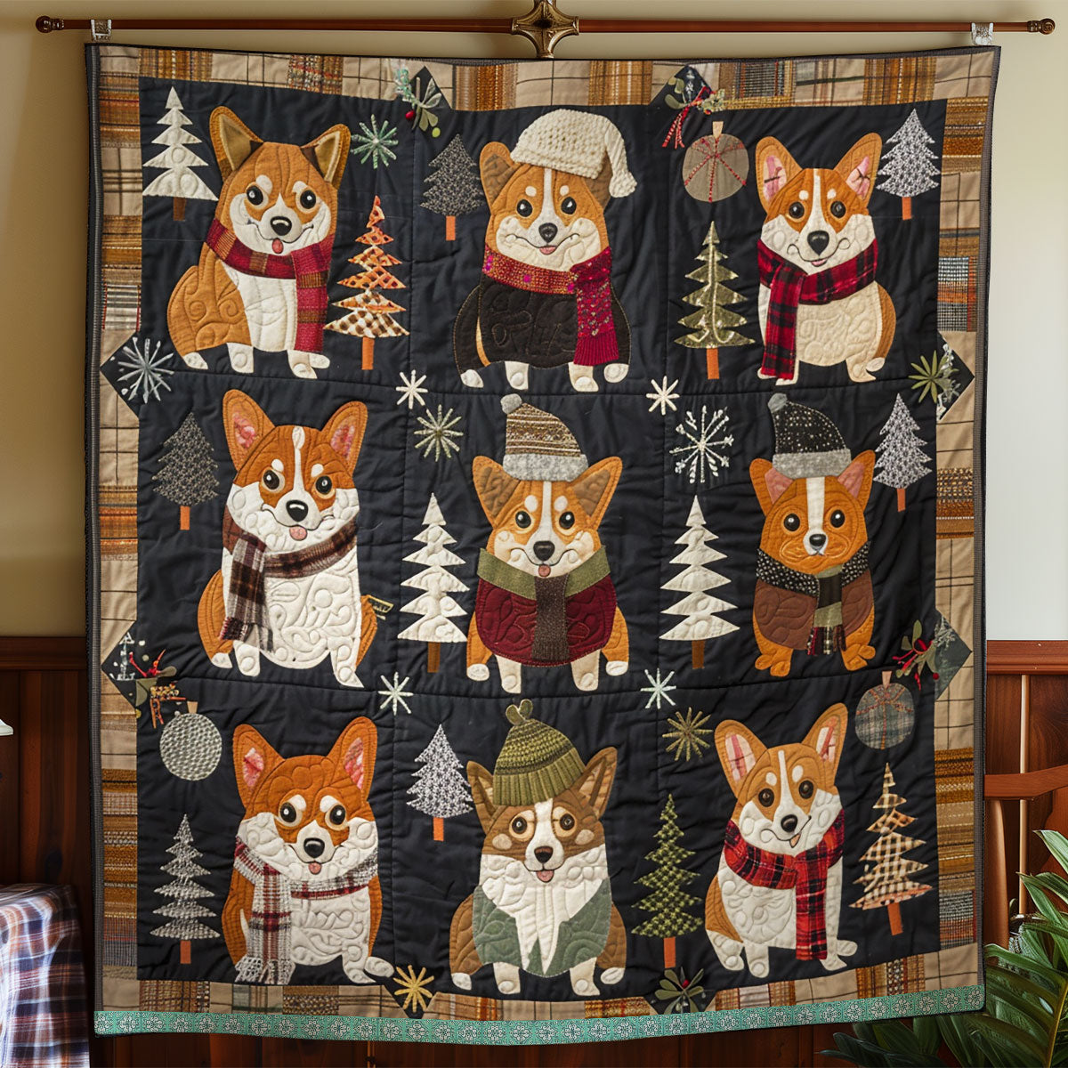 Happy Corgi Smile WN0909030CL Quilt