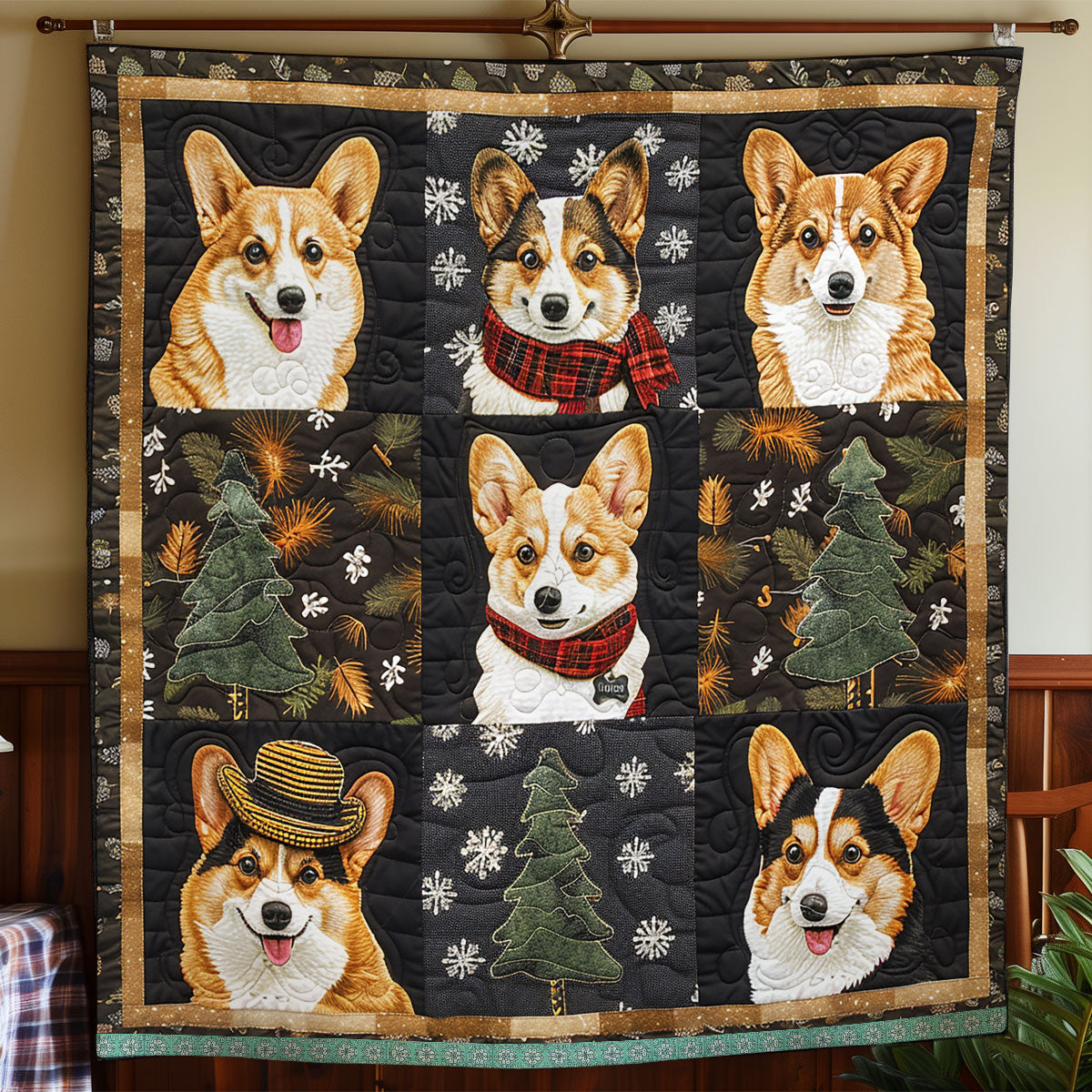 Happy Corgi WN0909032CL Quilt