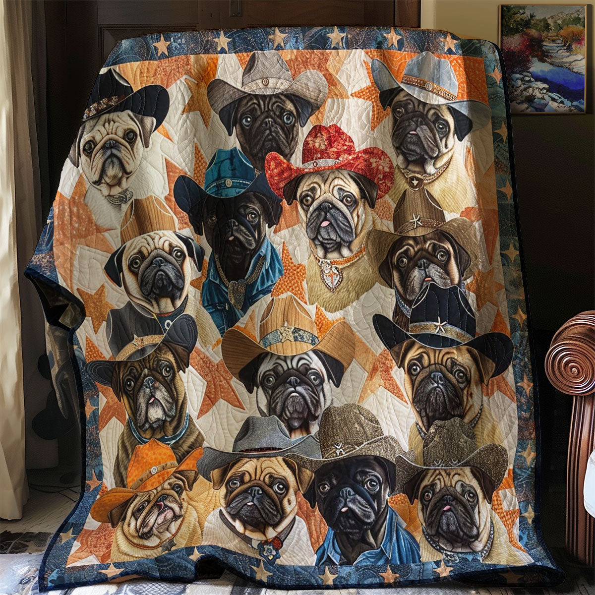 Hats Pugs WM2907002CL Quilt