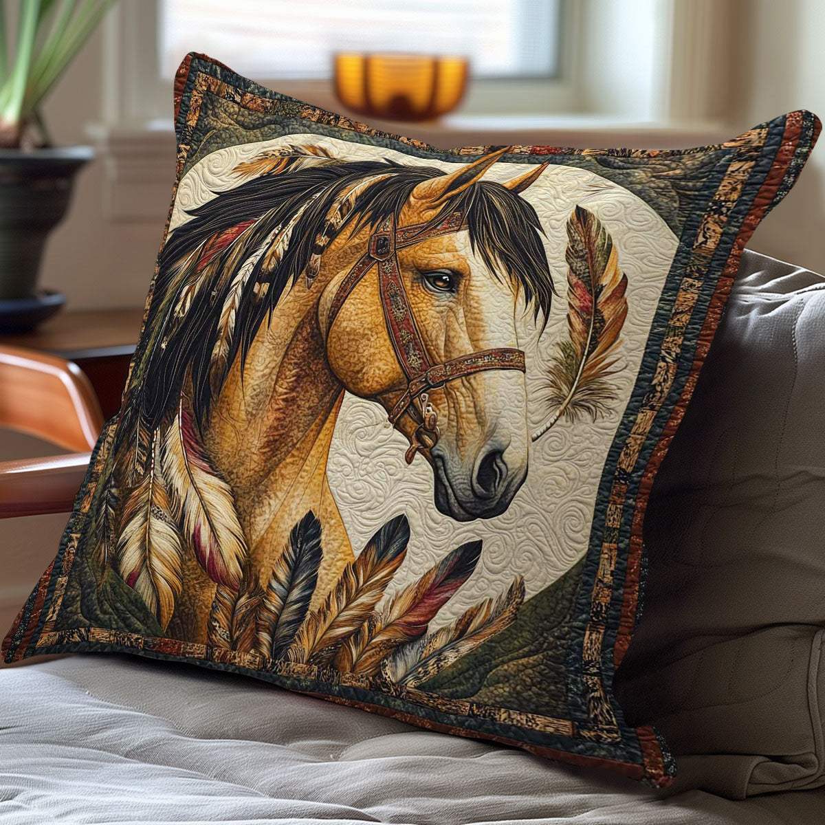 Horse And Feathers WN0108020CL Quilt Pillow Case