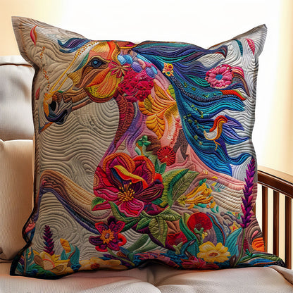 Horse Flowers WM2907001CL Quilt Pillow Case