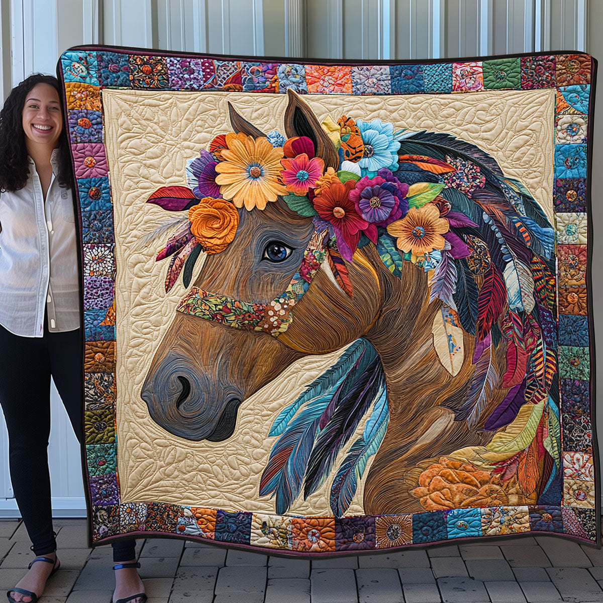 Floral Horse SR0708009CL Quilt