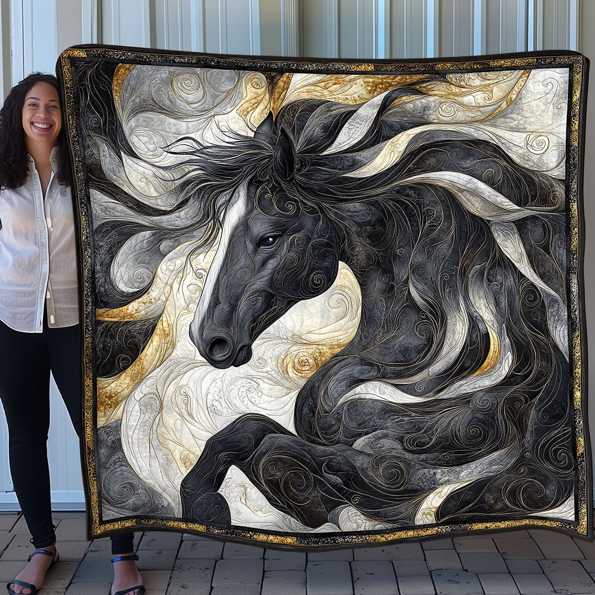 Artistic Black Horse SR0708018CL Quilt