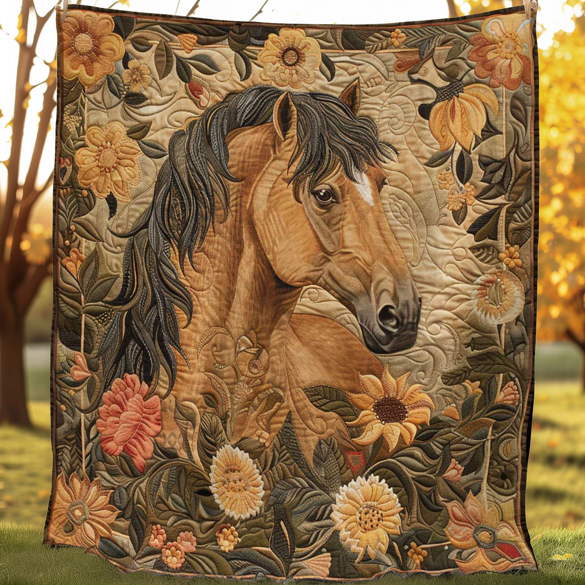 Horse and Blossom WN3007031CL Quilt