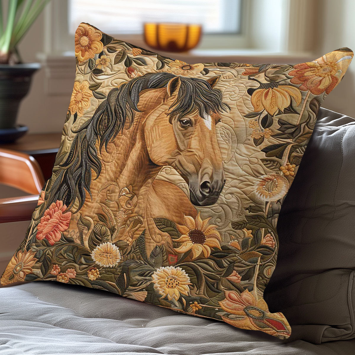 Horse and Blossom WN3007067CL Quilt Pillow Case