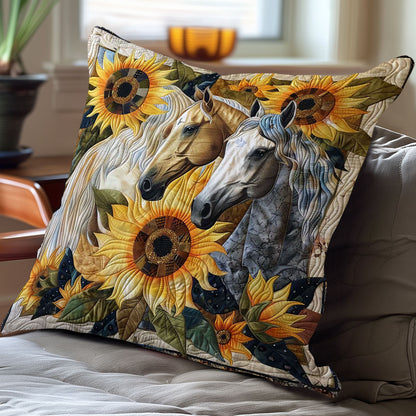 Horses And Sunflowers WN2607052CL Quilt Pillow Case