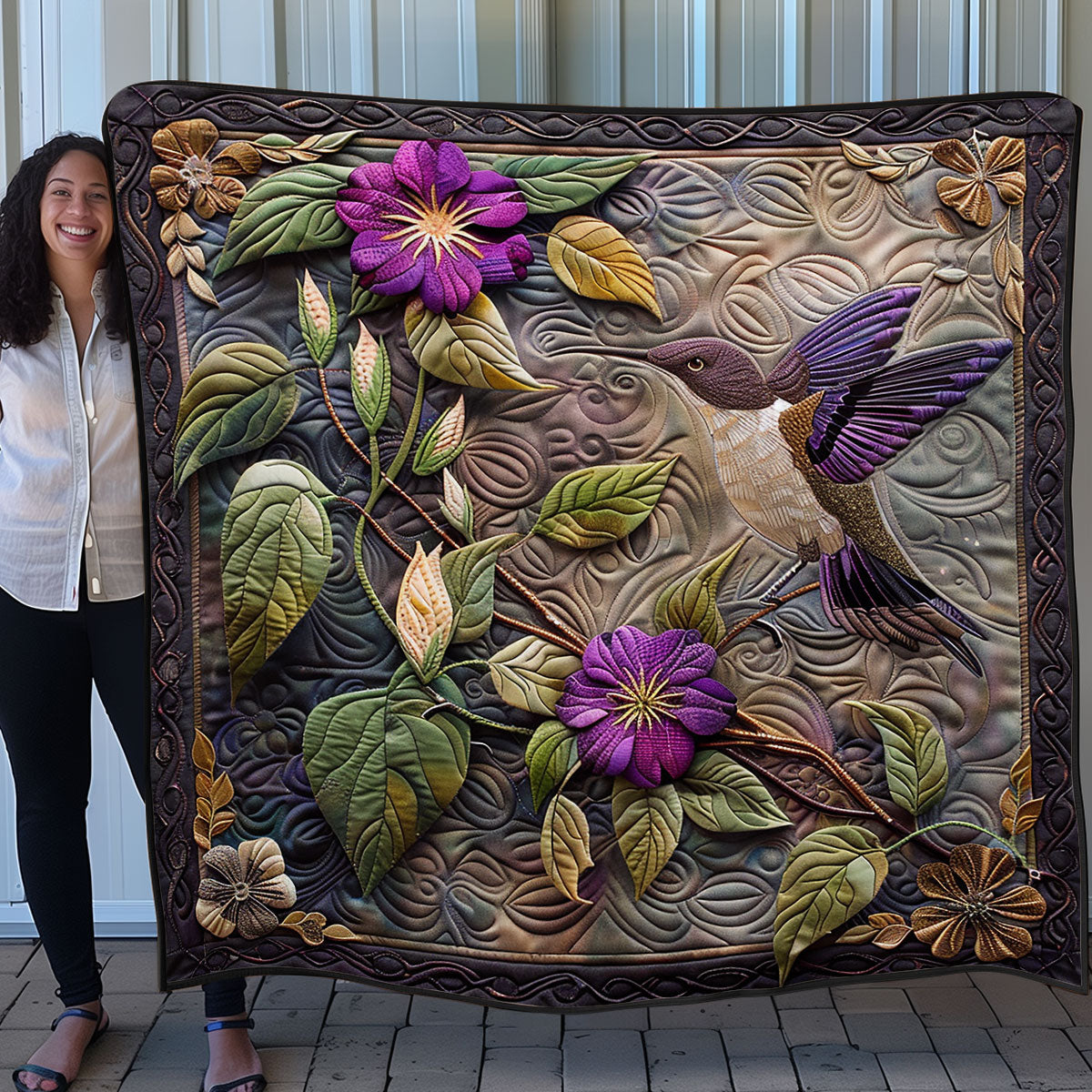 Hummingbird And Flower SR1308040CL Quilt
