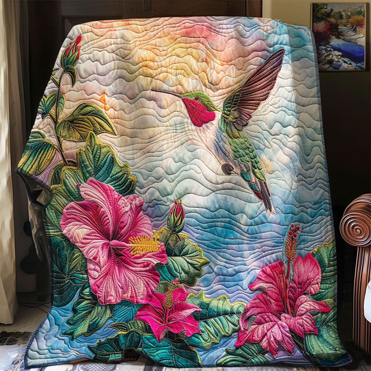 Hummingbird And Flower SR2008002CL Quilt