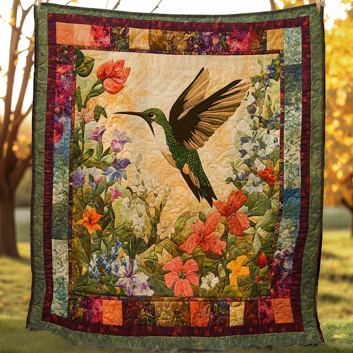 Hummingbird And Flowers WN0208042CL Quilt