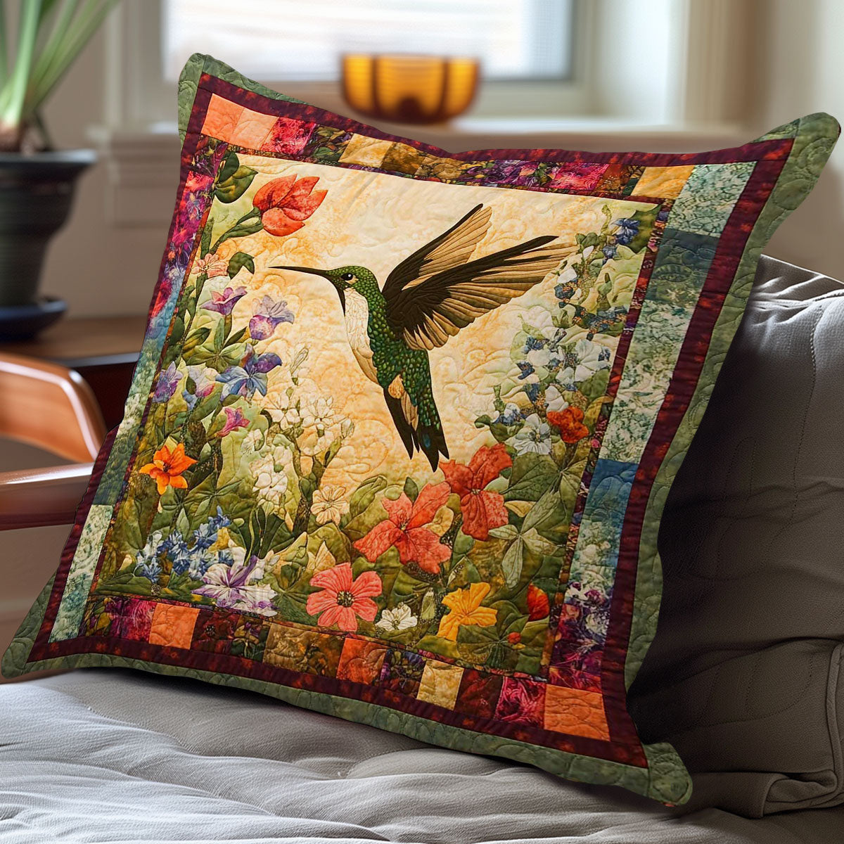 Hummingbird And Flowers WN0208081CL Quilt Pillow Case