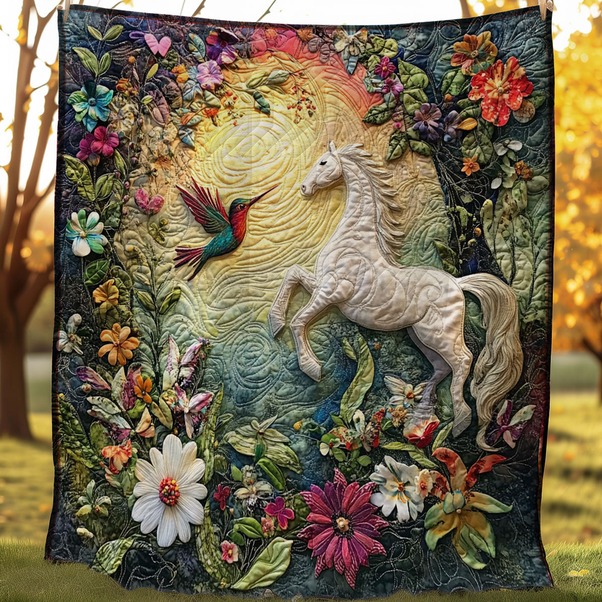 Hummingbird And Horse WM0208020CL Quilt