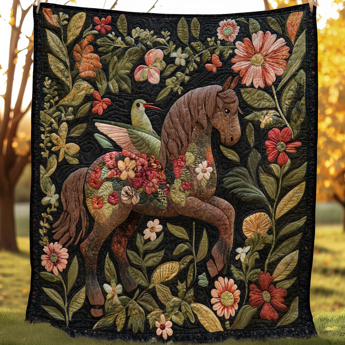 Hummingbird And Horse WM0308043CL Quilt