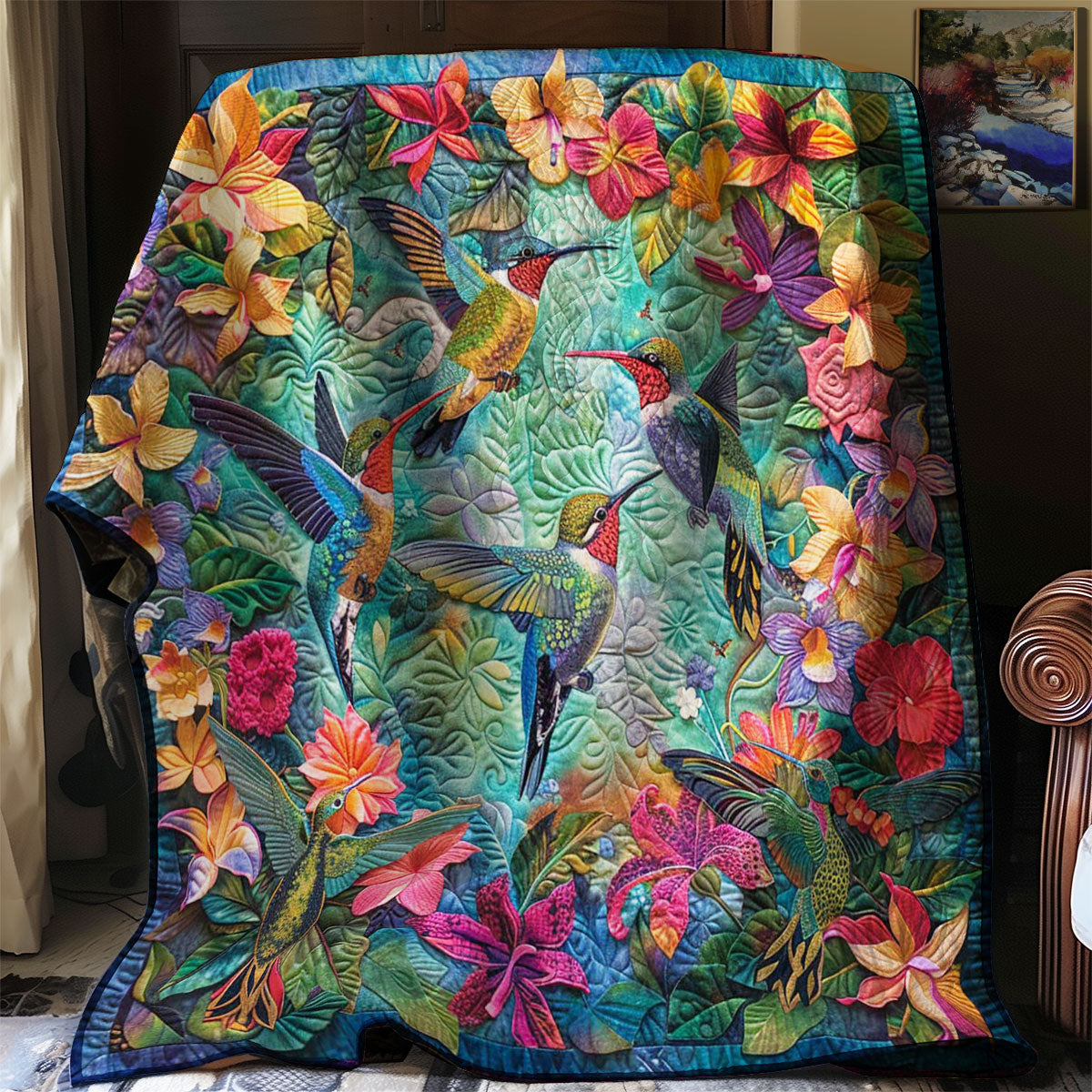 Hummingbird Blissful Blooms WN2708060CL Quilt