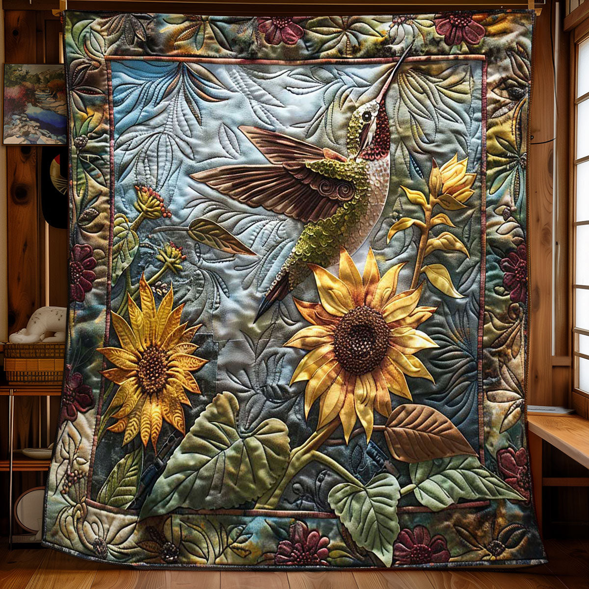 Hummingbird Bright Petals WN1908013CL Quilt