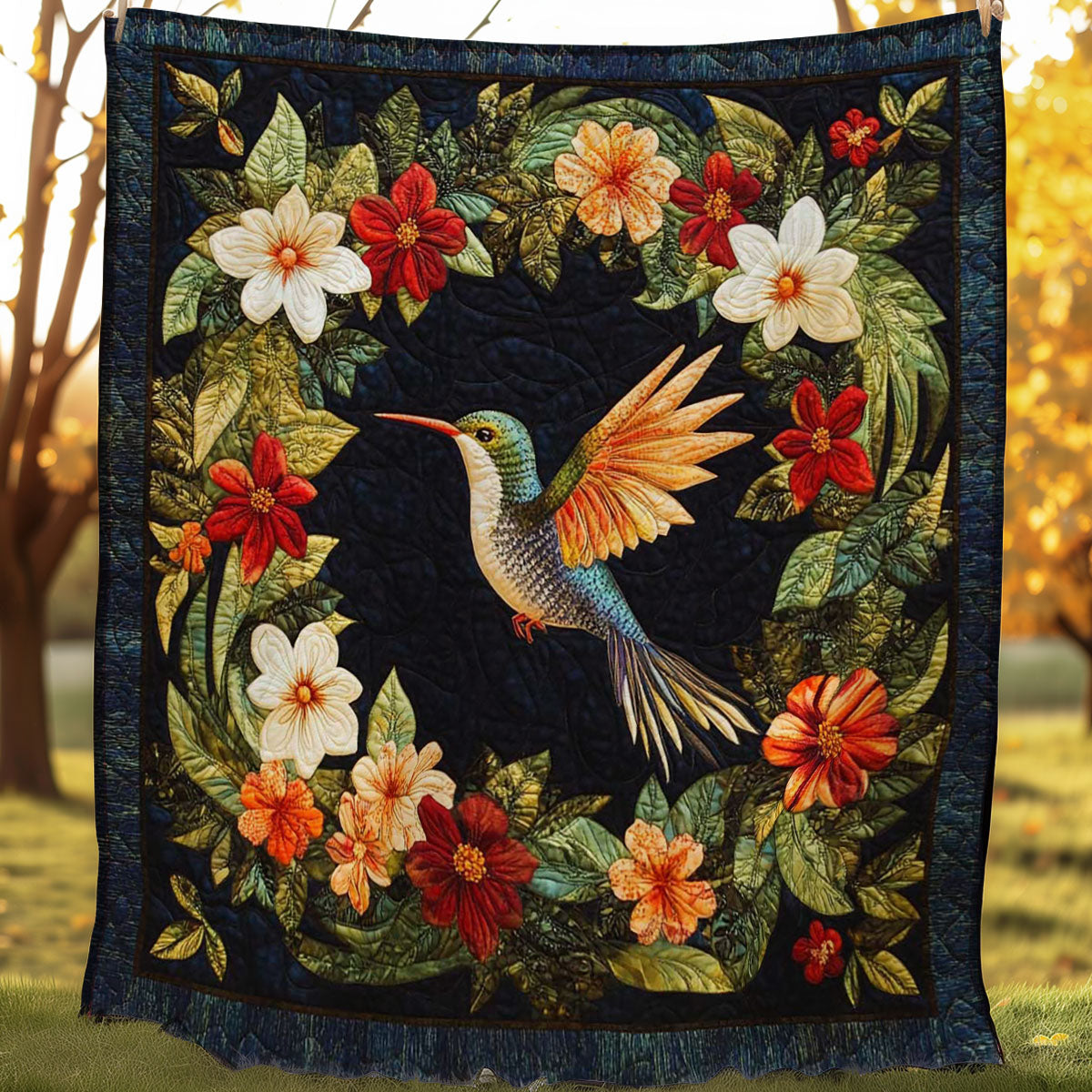 Hummingbird & Flowers WN0208043CL Quilt