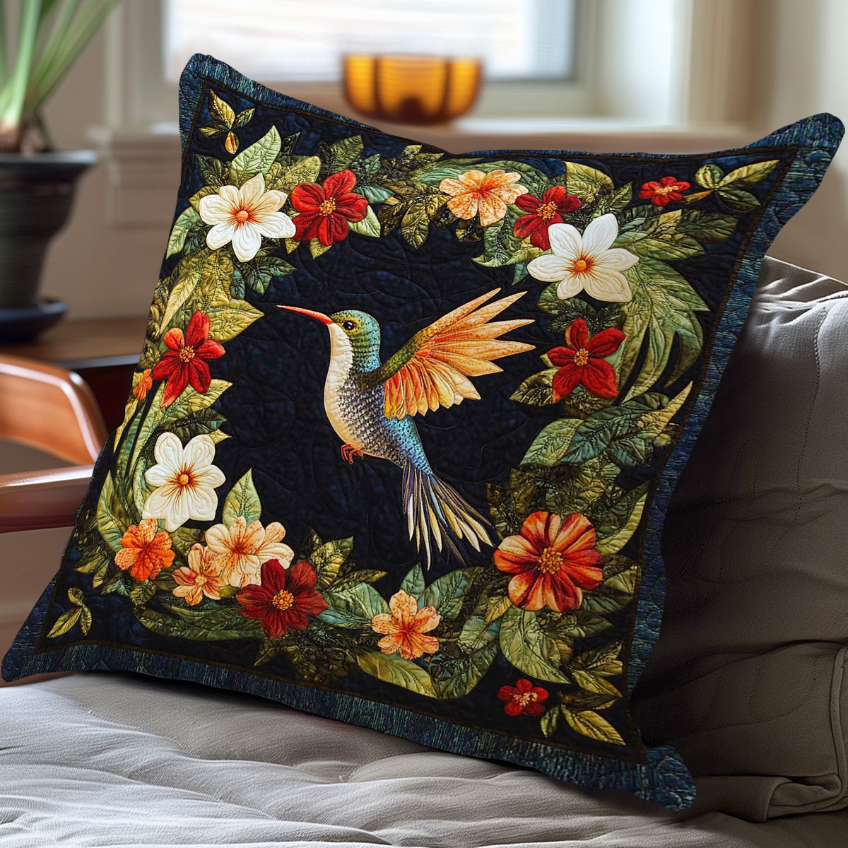 Hummingbird & Flowers WN0208080CL Quilt Pillow Case