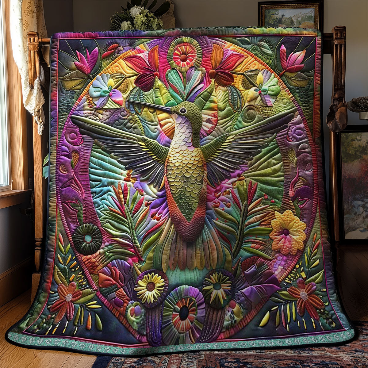 Hummingbird’s Circle Of Beauty WN1609044CL Quilt