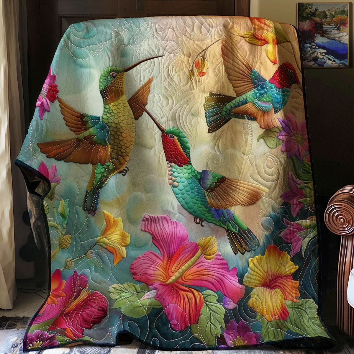 Hummingbirds Among Flowers WN2608042CL Quilt