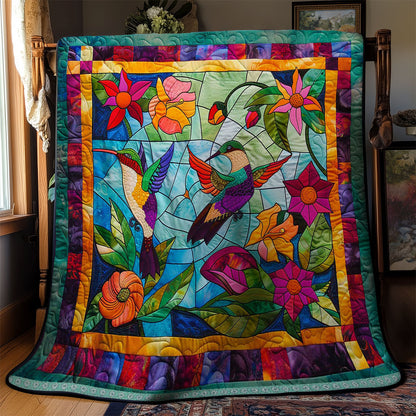 Hummingbirds And Floral Stain WN0509057CL Quilt