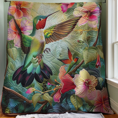 Hummingbirds And Pink Hibicus WM1308001CL Quilt