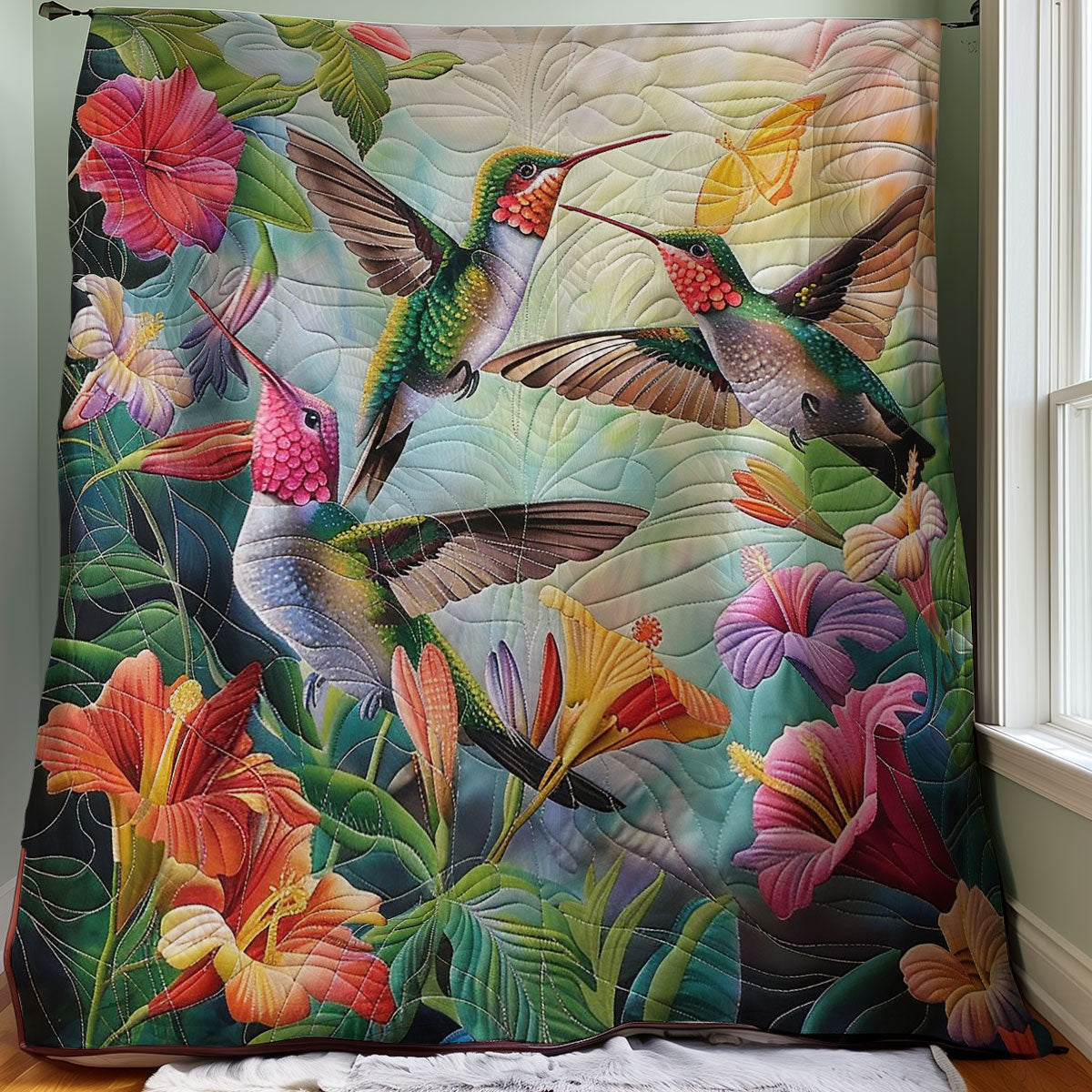 Hummingbirds Family WM1008056CL Quilt