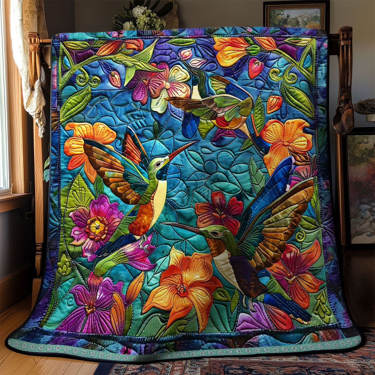 Hummingbirds Garden Art WN0509054CL Quilt