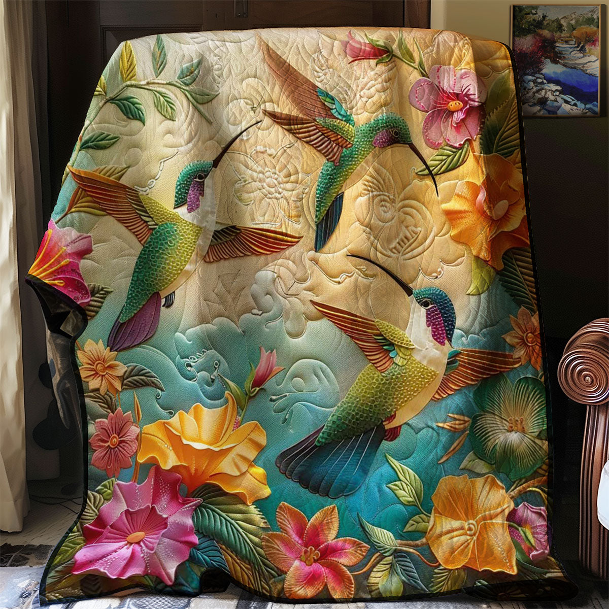 Hummingbirds In Bloom WN2608039CL Quilt