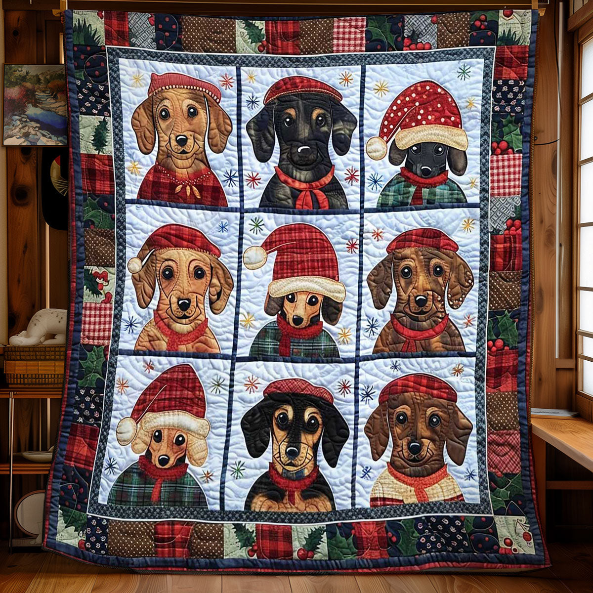 Jolly Christmas Dachshund WN1508071CL Quilt