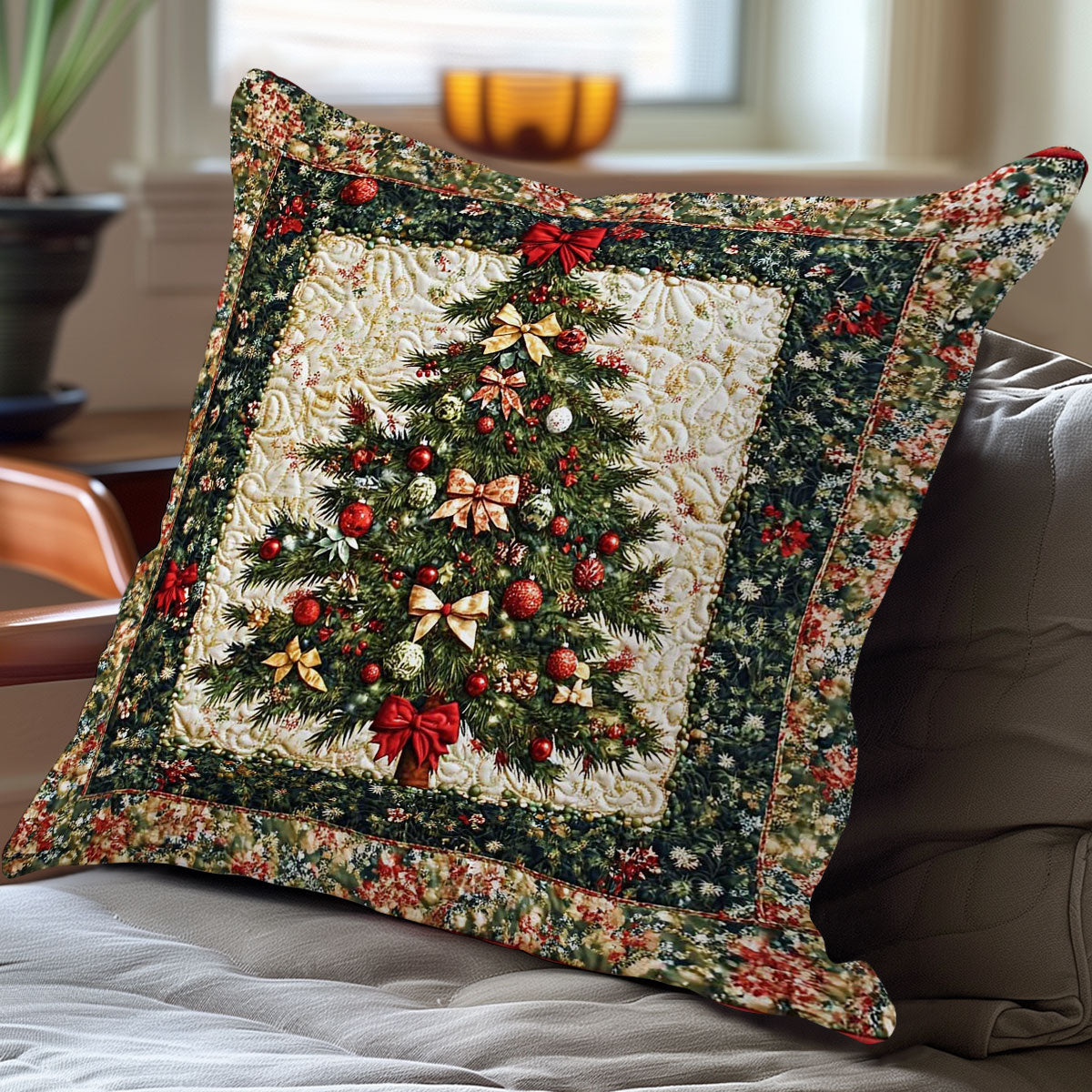 Joyful Christmas Tree WN0308048CL Quilt Pillow Case