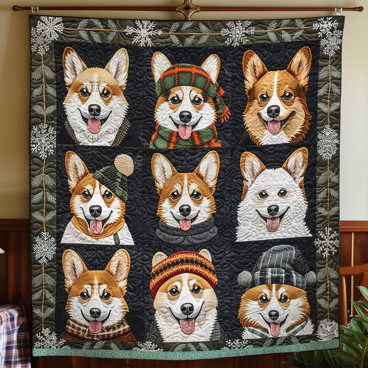 Joyful Corgis Cozy Corner WN0909034CL Quilt