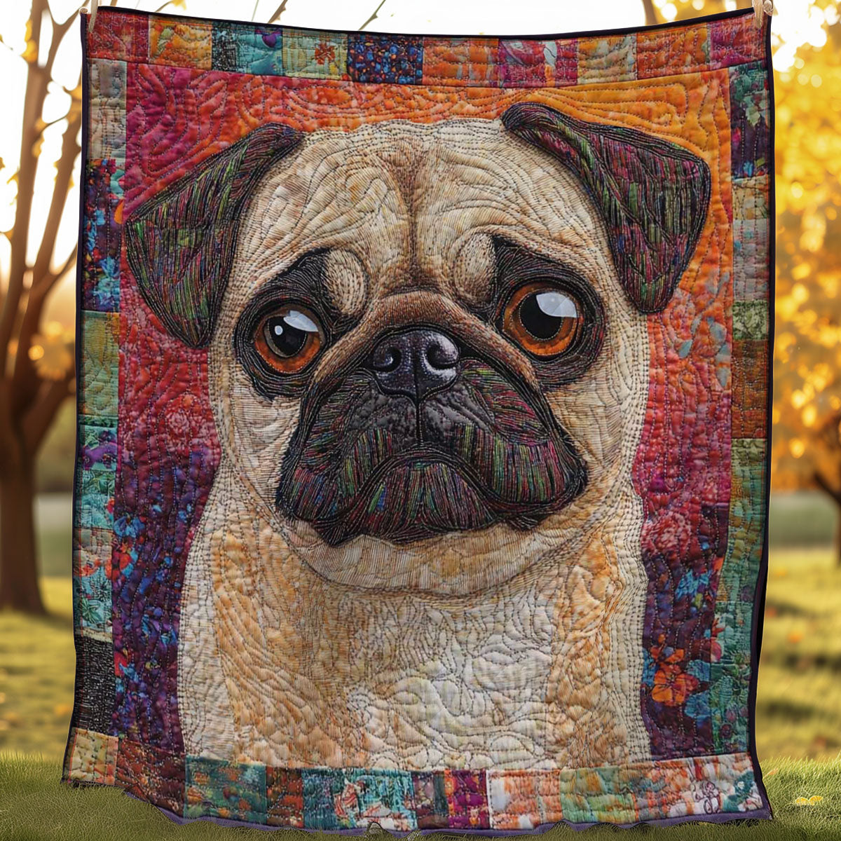 Lovable Pug WN0508017CL Quilt