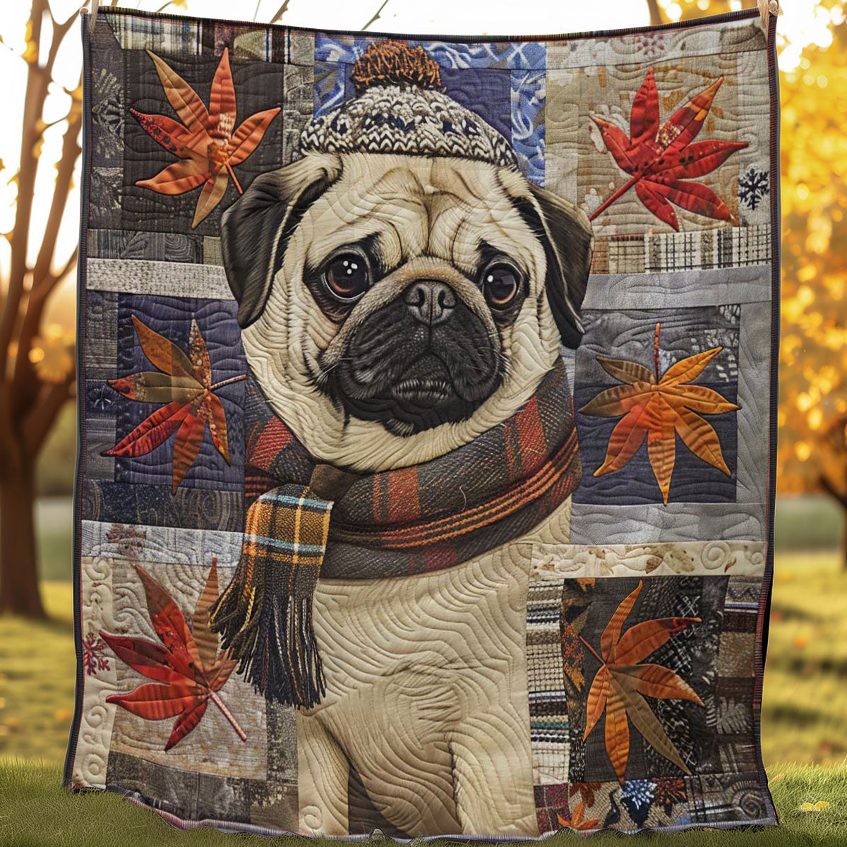 Maple Leaf And Pug WN2907019CL Quilt