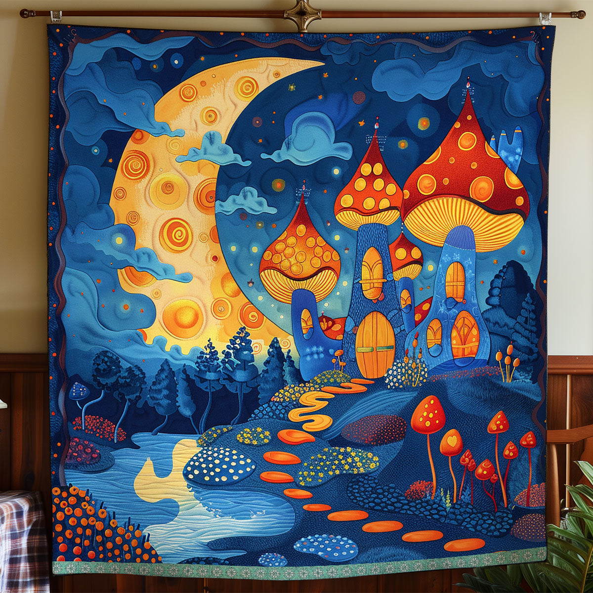 Moonlit Mushroom Cottage WN0909100CL Quilt