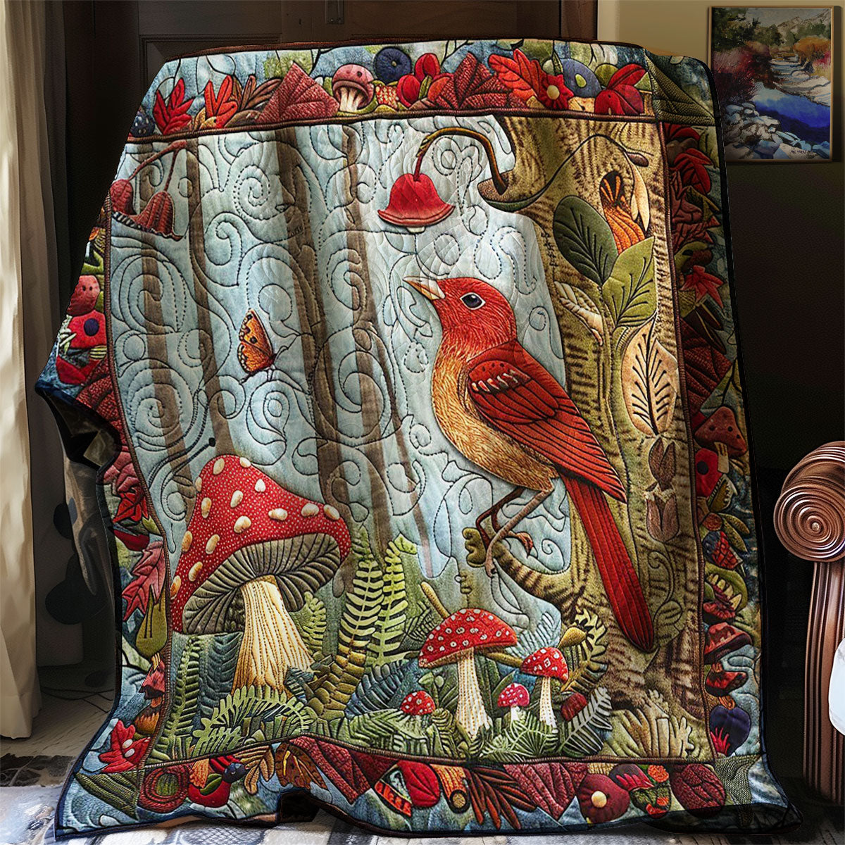 Mushroom Red Bird WM2907001CL Quilt