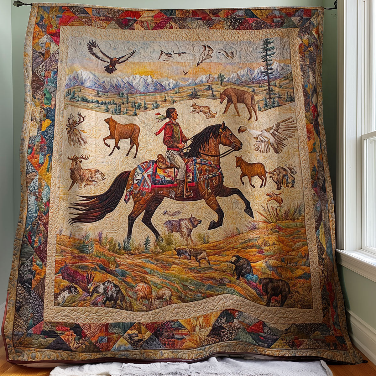 Native American Horse Riding WM0508031CL Quilt