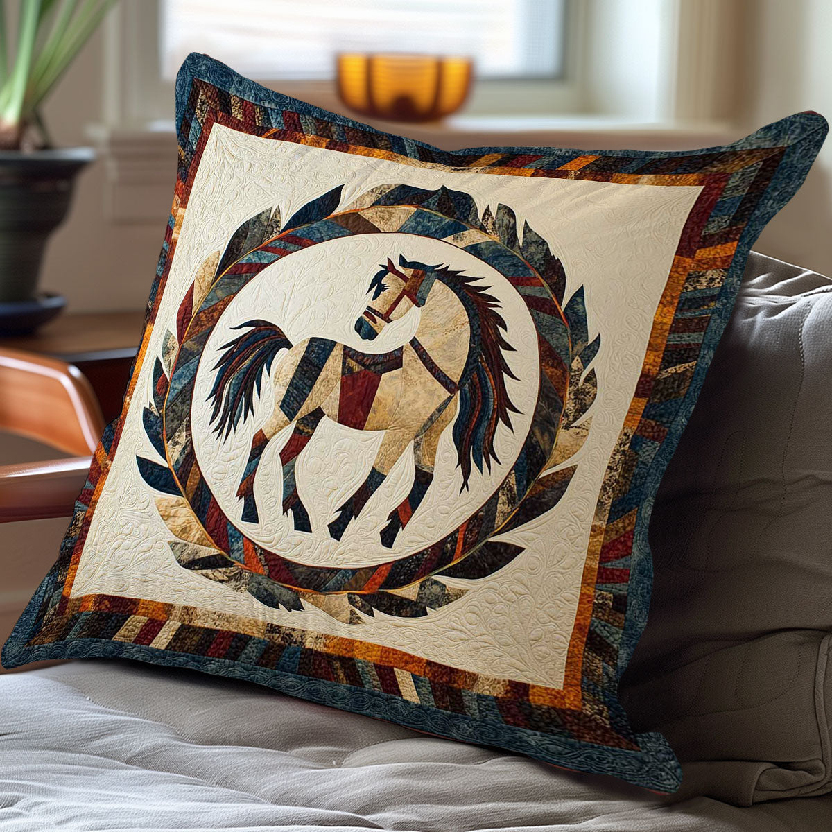 Native American Horse WN0108019CL Quilt Pillow Case