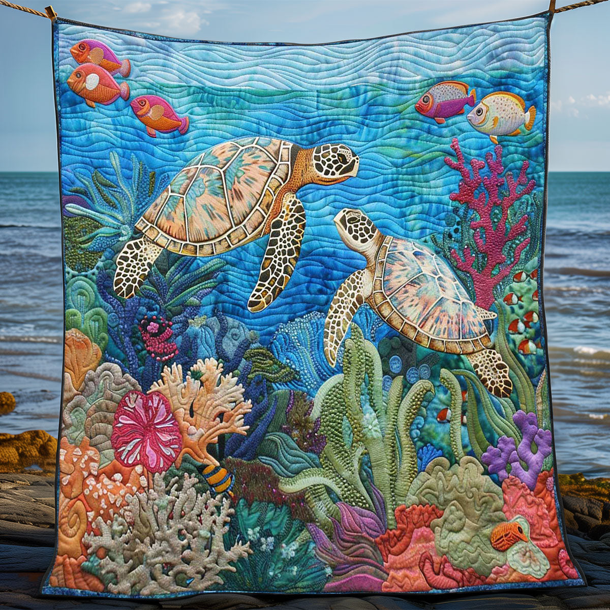 Ocean Turtle Dream Throw WN1008013CL Quilt