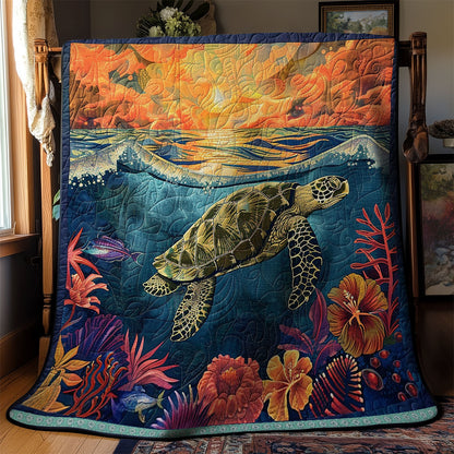 Ocean Turtle Flower WN1709054CL Quilt