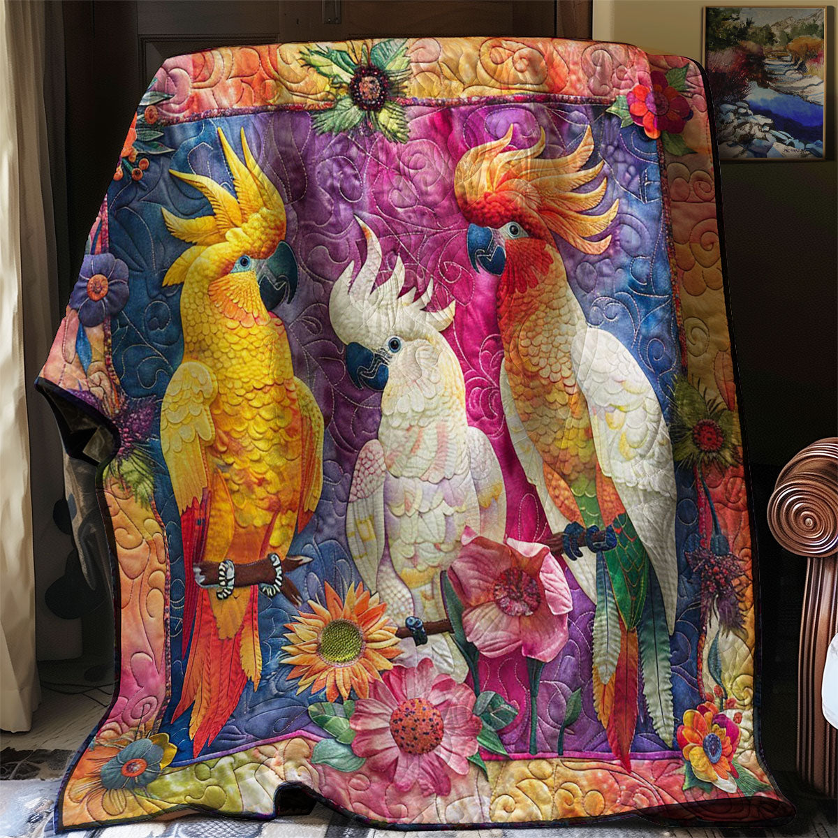 Parrots' Bright Blossom Bliss WN2408113CL Quilt