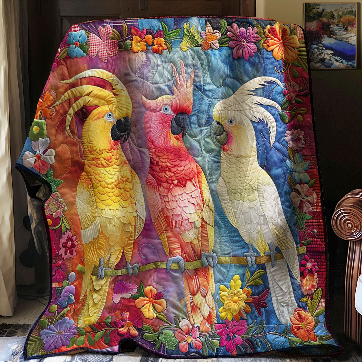 Parrots' Colorful Garden Party WN2408114CL Quilt