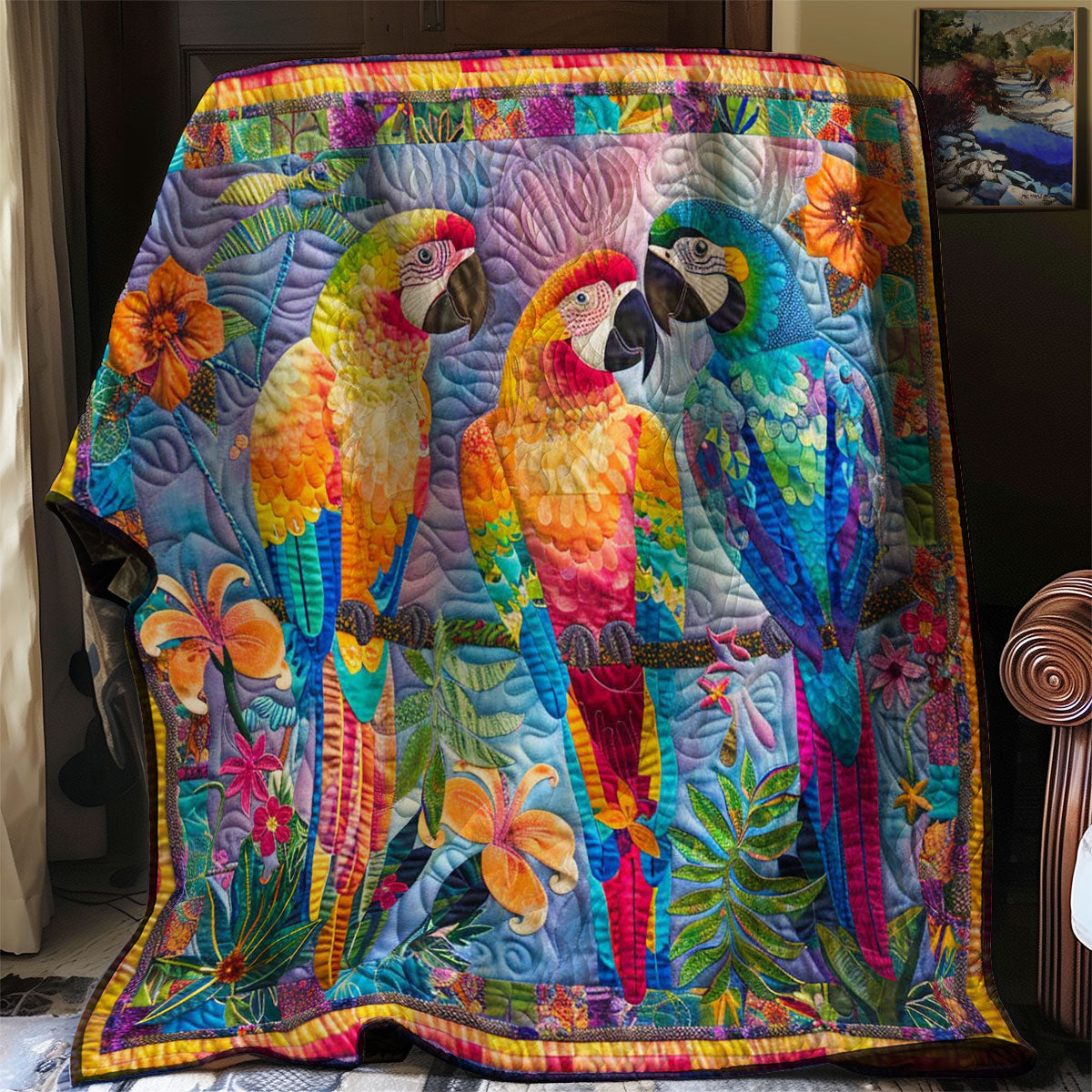 Parrots' Colorful Garden WN2408072CL Quilt