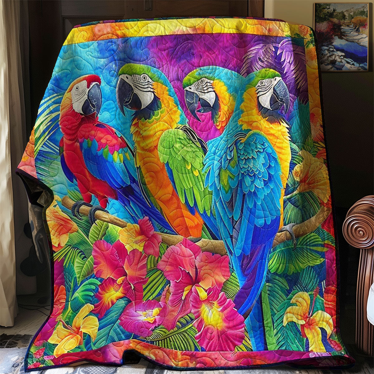 Parrots' Floral Fiesta WN2408071CL Quilt