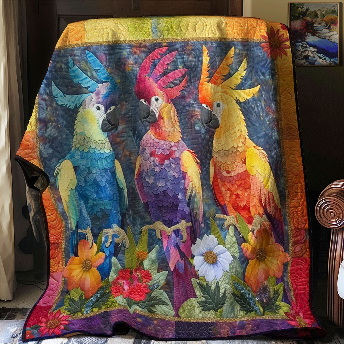 Parrots' Rainbow Oasis WN2408111CL Quilt