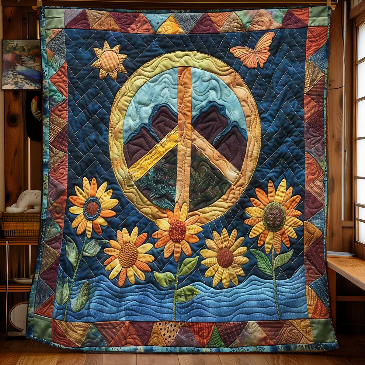 Peaceful Sunflower WN1008043CL Quilt