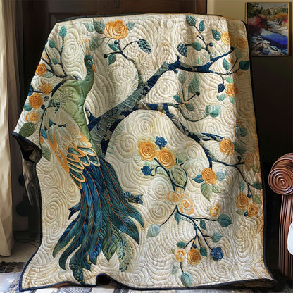 Peacook And Orange Flowers WM2907001CL Quilt