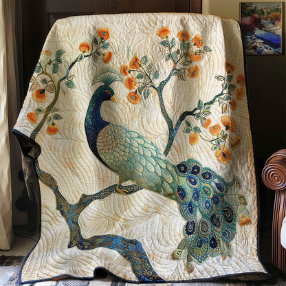 Peacook And Orange Flowers WM2907002CL Quilt