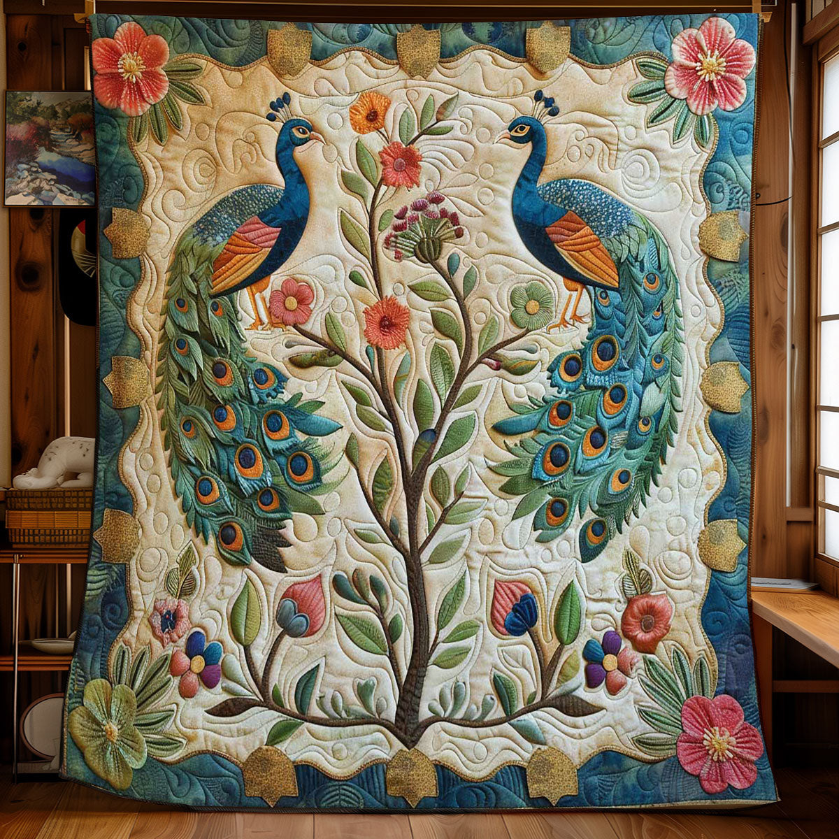 Peafowl's Blooming Grace WN1608035CL Quilt