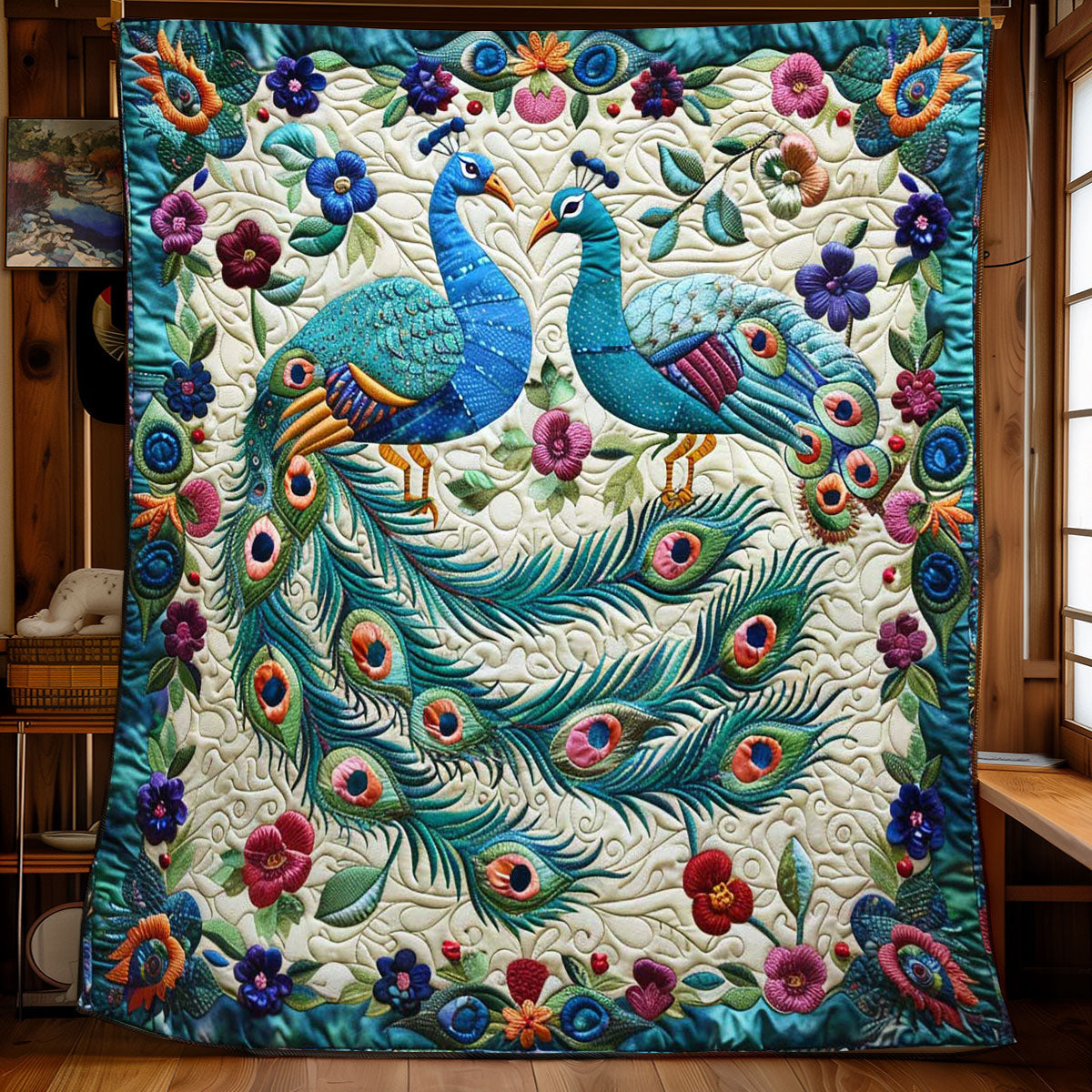 Peafowl's Floral Fantasy WN1608038CL Quilt